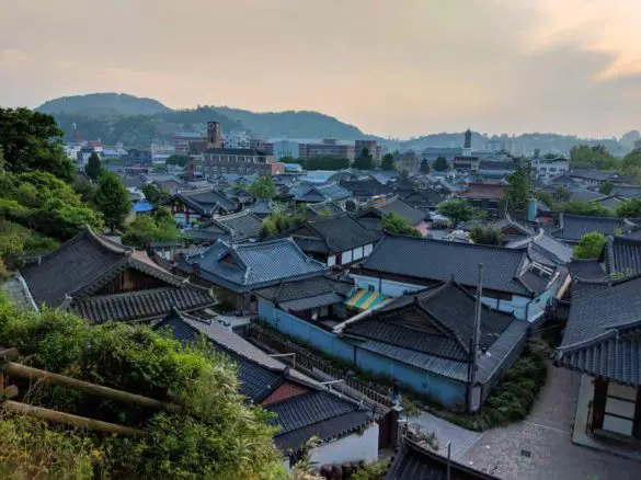View of the Jeonju Hanok Village from Omokdae in Jeonju, South Korea