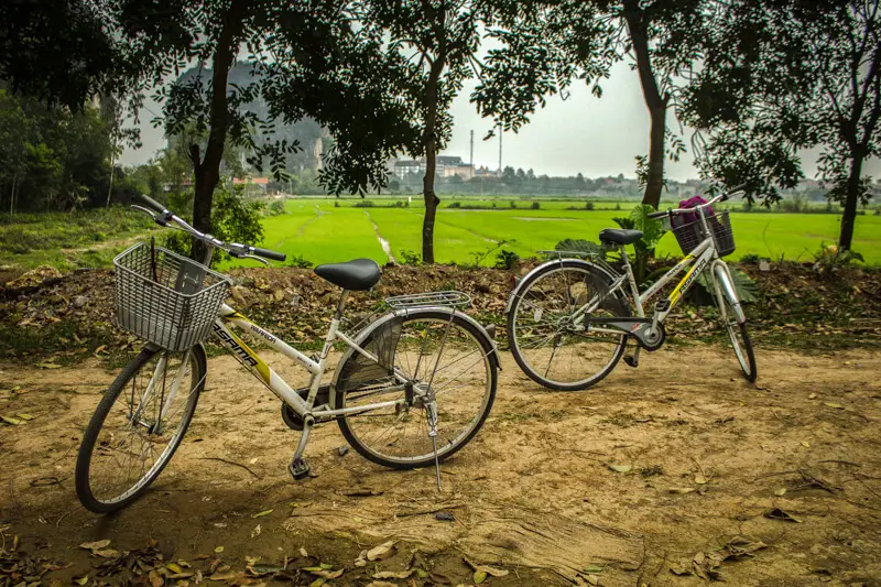 Ride bicycles in Tam Coc, Vietnam