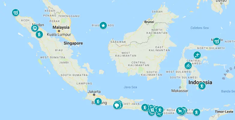 Adventures in Indonesia: Map of Adventure Locations