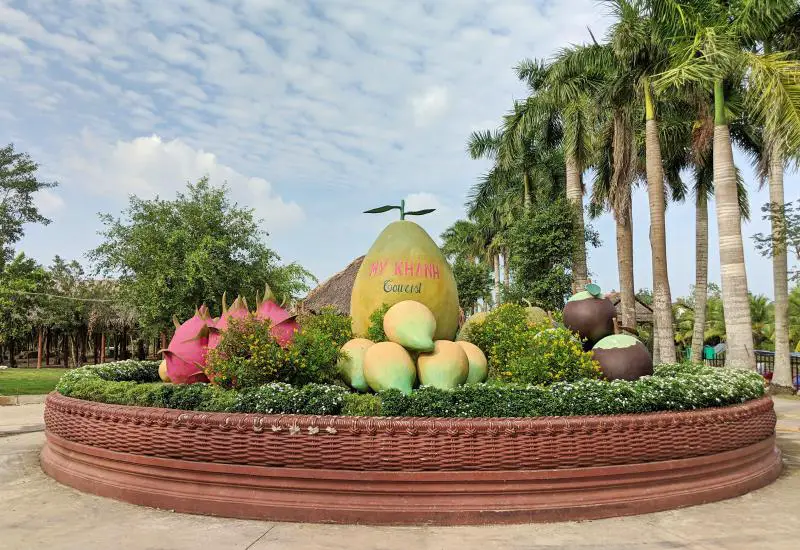 Can Tho, Vietnam: My Khanh Tourist Village has a huge fruit sculpture as you enter the garden area