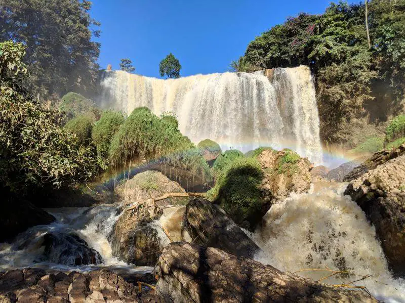 Elephant Waterfall is a beauty in Dalat, Vietnam, especially with the rainbows