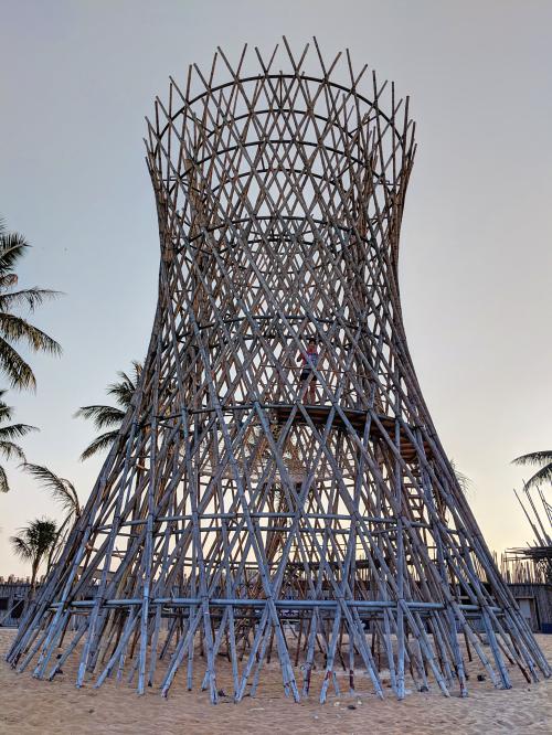 Large bamboo structure on Bai Truong Beach in Phu Quoc, Vietnam
