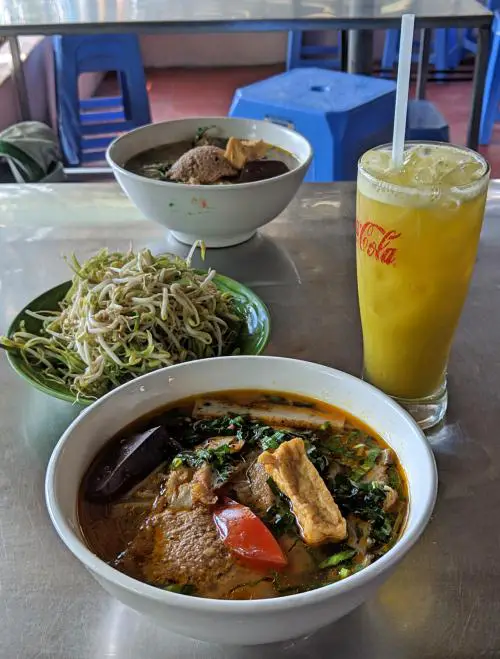 Try bun rieu while you're in Con Dao, Vietnam. We recommend Bún Riêu Cua Bà Hai Khiêm on Con Son Island as a good place to eat noodles and have delicious fish cakes.