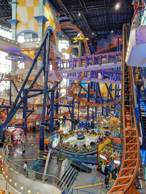 Berjaya Times Square in Kuala Lumpur, Malaysia has an indoor amusement park in the shopping mall.