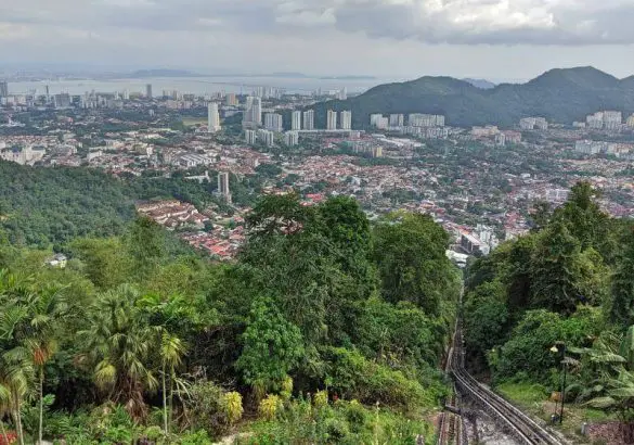 Hiking up Penang Hill provides gorgeous views of the city and the forest area.