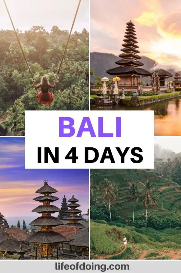 bali trip itinerary 4 days
