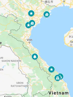 Here is a map of the 8 UNESCO World Heritage sites in Vietnam.