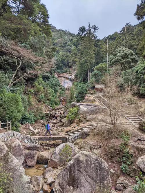 Jackie Szeto from Life Of Doing walks along the Mount Misen's Daishoin Course hiking path.