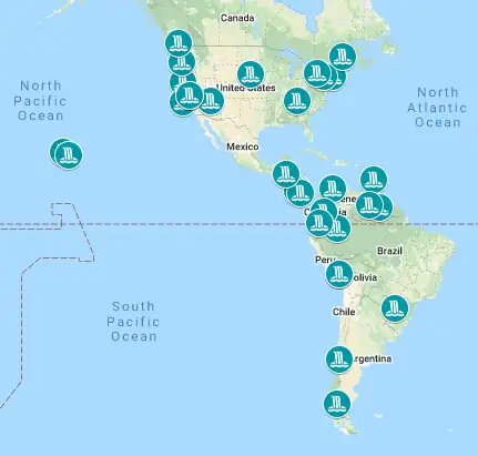 Here is a map of the top waterfalls in North America and top waterfalls in South America to add to your bucket list.