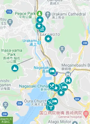 Here is a map of the top attractions to visit in Nagasaki in one day.