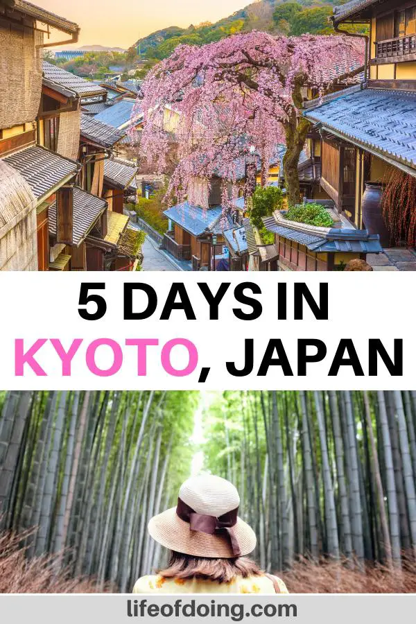 Higashiyama district with the traditional houses and shops and Arashiyama Bamboo Forest are the two highlights on any Kyoto 5 day itinerary.