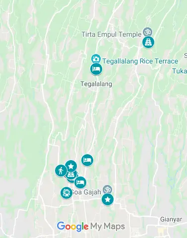 Map of Ubud in 3 days itinerary