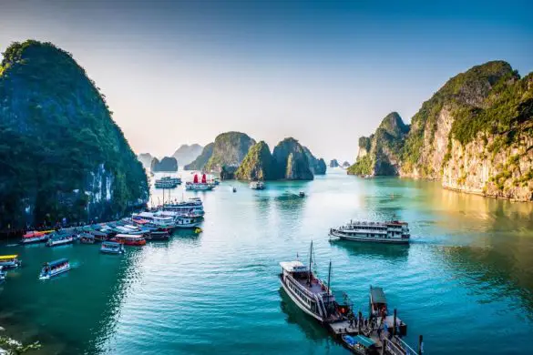 One of the top reasons to visit Vietnam is to see the gorgeous Halong Bay with the limestone karst and the opportunity to stay overnight on a junker boat.