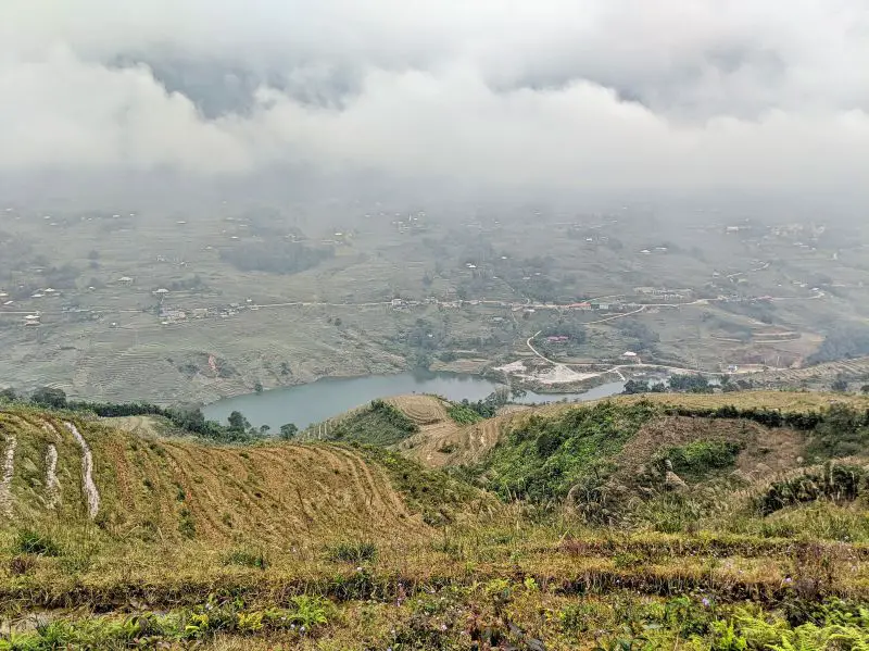 View of the Sapa landscapes with a lake from Ta Van village to Giang Ta Chai and Supa village.