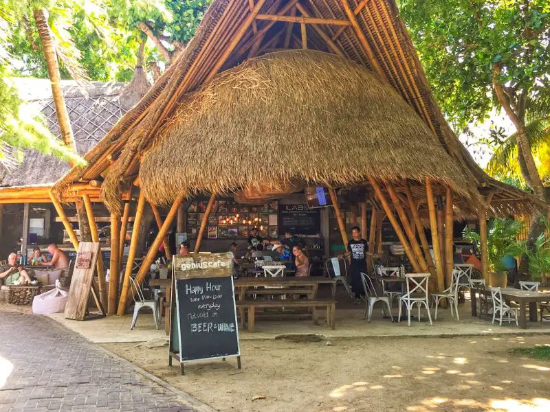 Open seating area of a cafe at Genius Cafe in Sanur, Bali