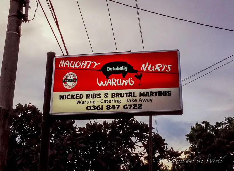 Naughty Nuri's Warung restaurant sign