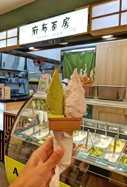 Two scoops of ice cream at Azabu Sabo in Takeshimaya, Saigon Centre in Ho Chi Minh City, Vietnam