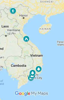 Map of the best hiking trails in Vietnam