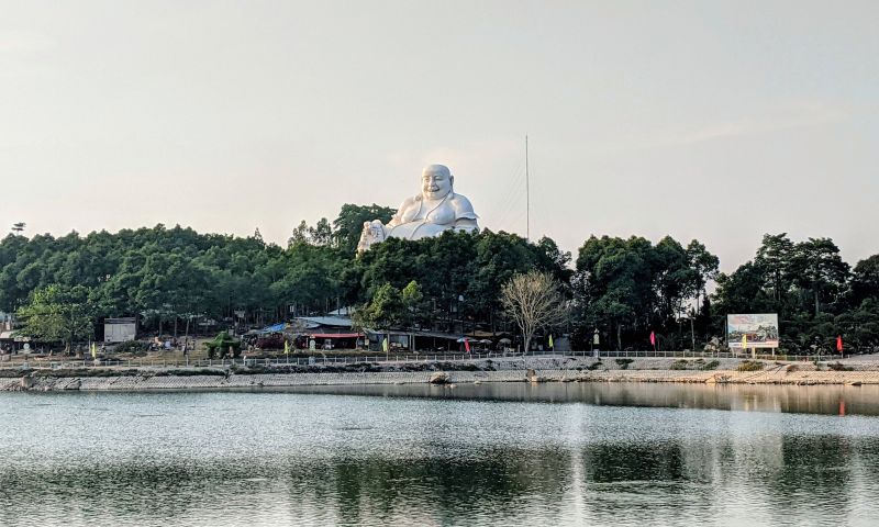 Big white Buddha at Forbidden Mountain (Cam Mountain) in An Giang, Vietnam