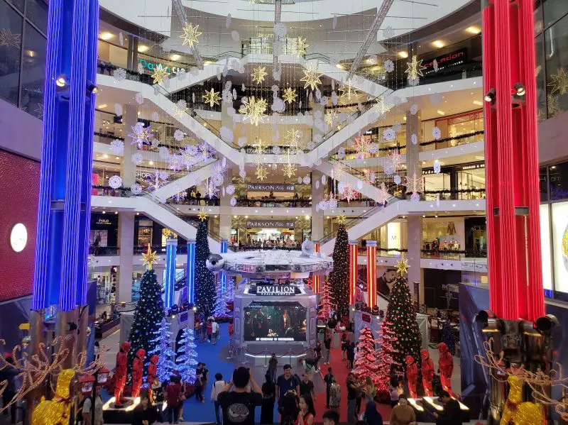 Christmas trees and snowflake decorations at Pavillion Shopping Mall in Kuala Lumpur, Malaysia