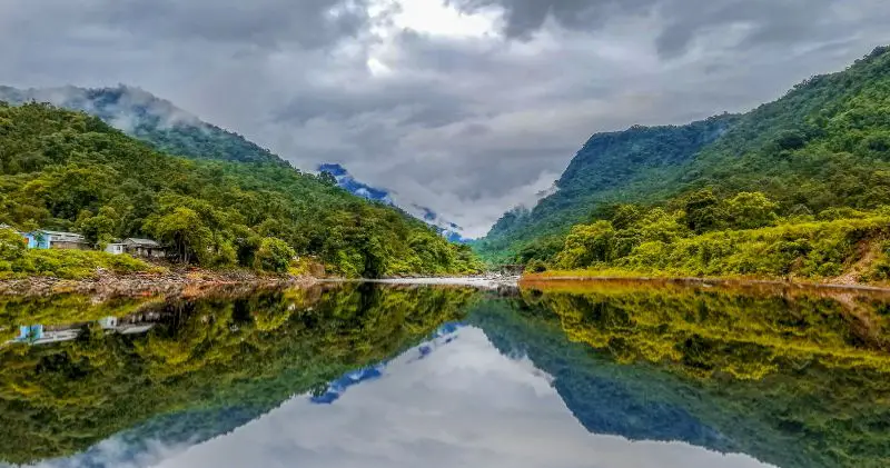 Clouds coming through the East Khasi Hills and the water in Meghalaya, India