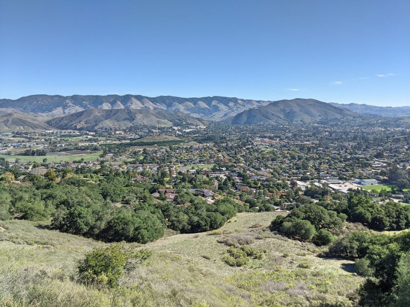Views of the San Luis Obispo County area from Bishop Peak hiking trail in San Luis Obispo, California