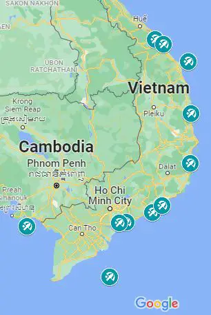 Map of Vietnam's beach cities and towns locations