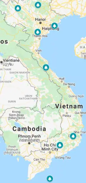 Map of the best national parks in Vietnam