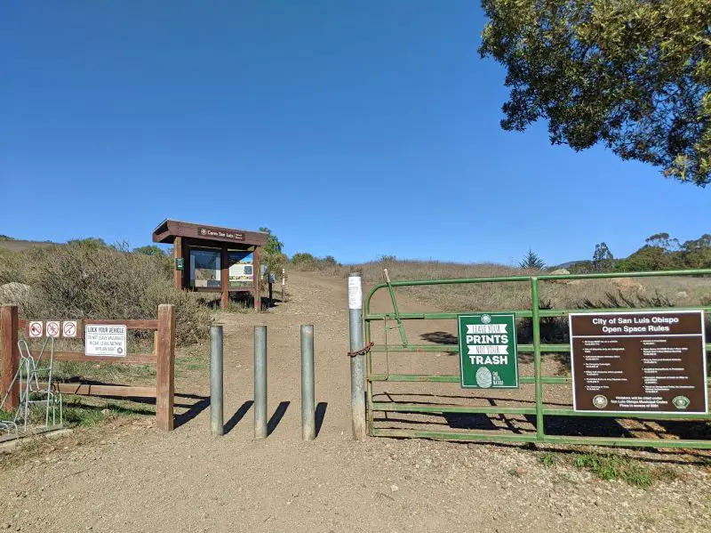 Entrance to Cerro San Luis Mountain from the Charles A and Mary R Maino Open Space parking lot in San Luis Obispo, California