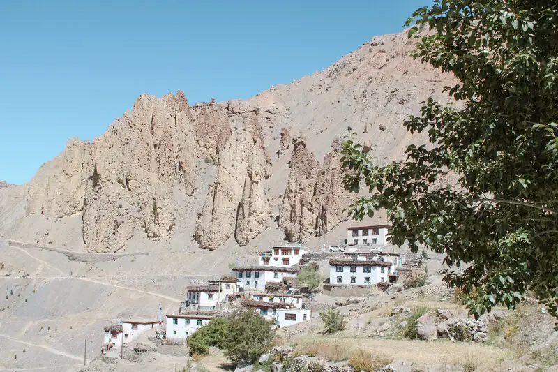 White buildings in the Spiti Valley area of India