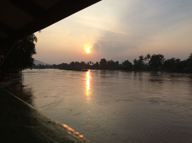 A view of the sunset from Mekong River of Don Khone Island in Laos
