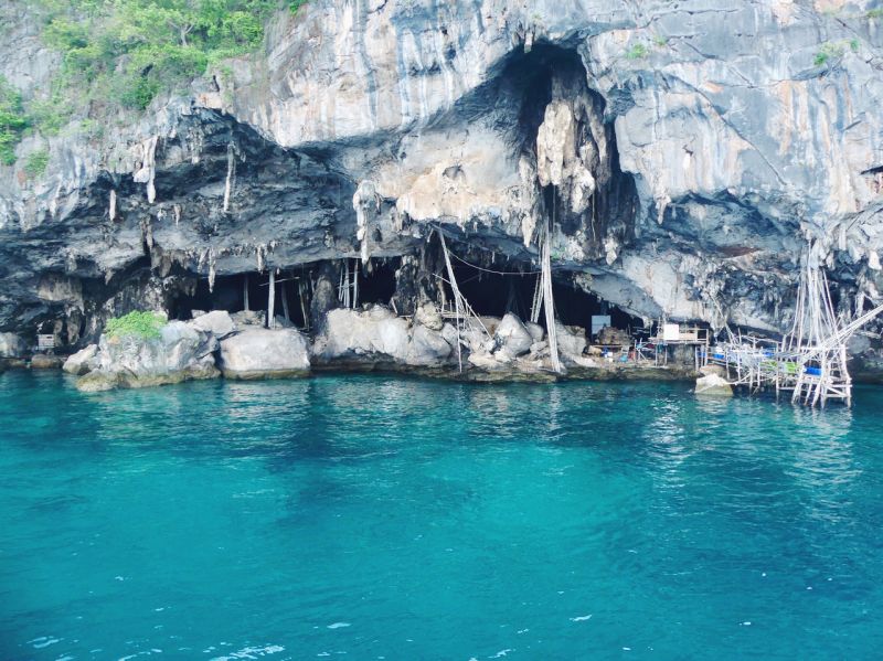 Blue waters underneath a cave on Koh Phi Phi, Thailand