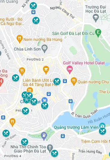 Map of where to eat in Dalat, Vietnam