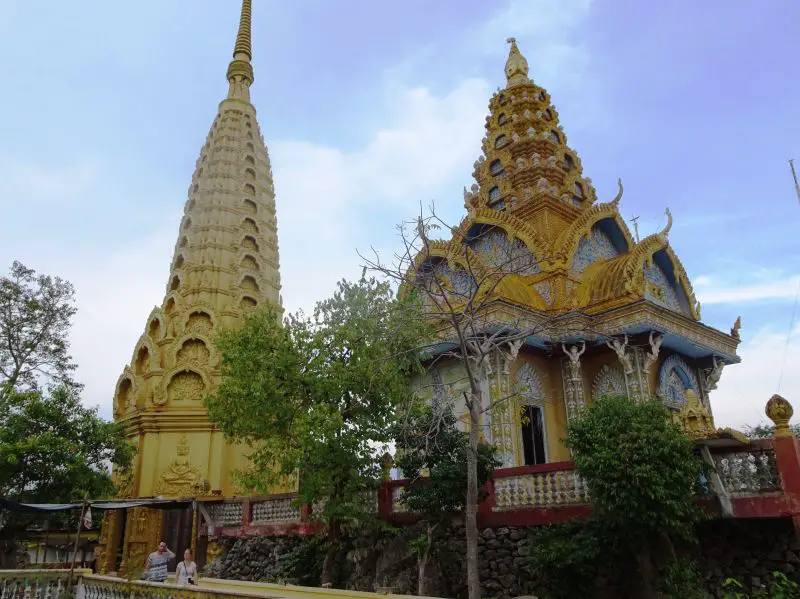 A golden Buddhist temple in Battambang, Cambodia