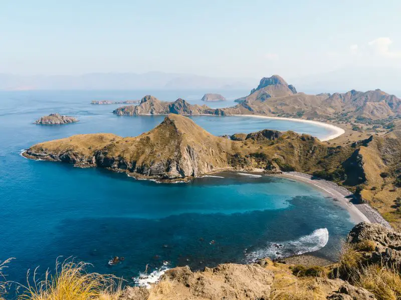 Blue waters surrounding an island in Komodo National Park, Indonesia