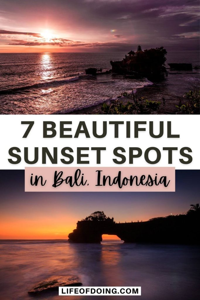 Two sunset spots at Tanah Lot in Bali, Indonesia