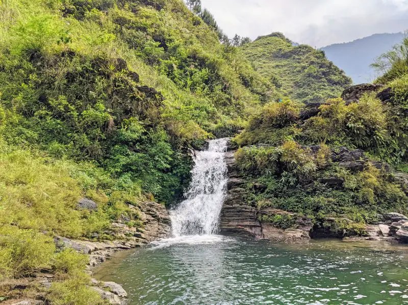 A small waterfall, Du Gia Waterfall, in Du Gia Commune, Ha Giang, Vietnam