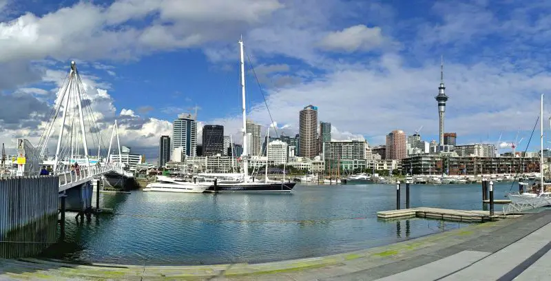 View of Auckland's Central Business District from Wynyard Quarter Waterfront
