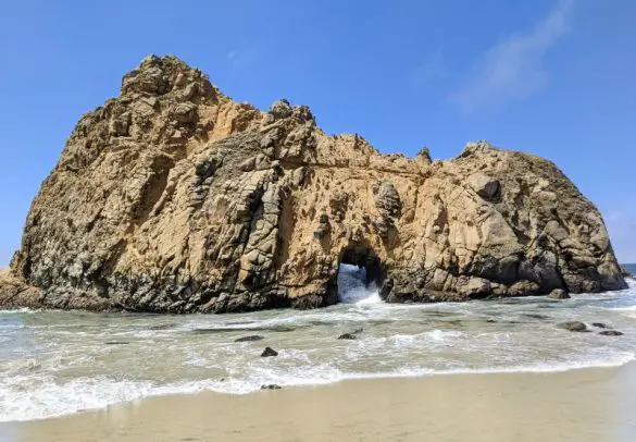 Keystone Rock, located at Pfeiffer Beach, is a large rock with a hole in the middle