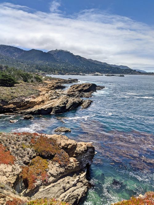 Coastal views of rocks and oceans from Point Lobos State Reserve, California