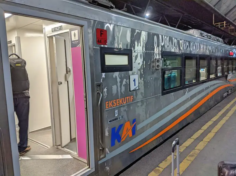 An Executive passenger car at the Surabaya Gubeng train station