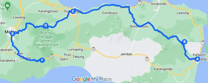 Driving directions when traveling in East Java, Indonesia