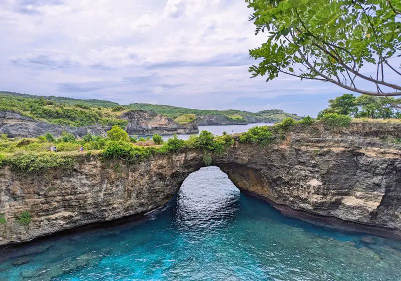 Broken Beach is a natural archway surrounded by ocean water in Nusa Penida, Indonesia