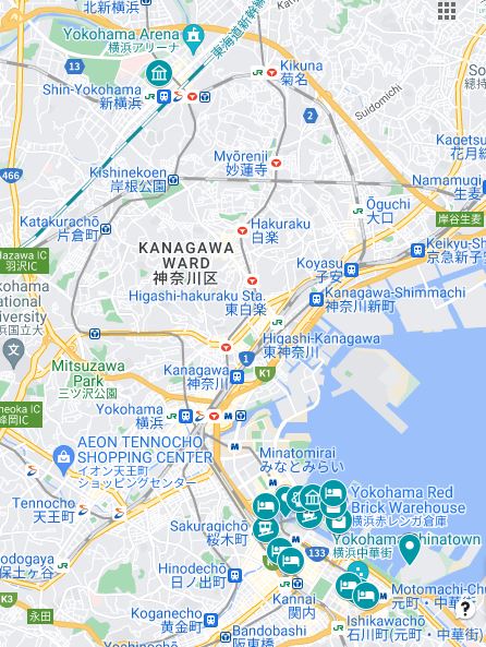 A map of places to visit in Yokohama in a day