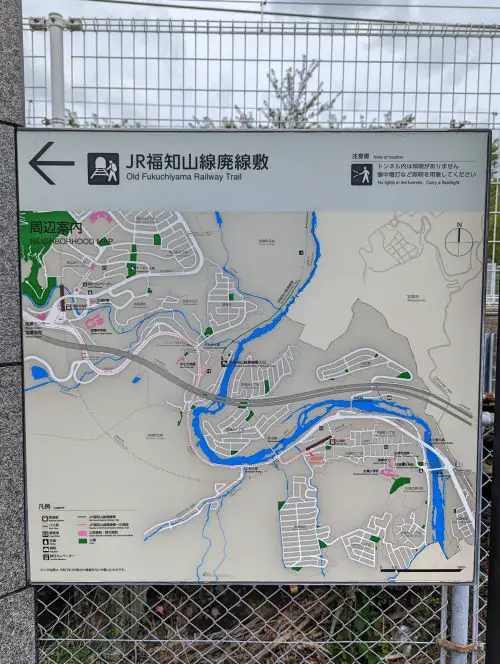 Map of Old Fukuchiyama Line and hiking trail