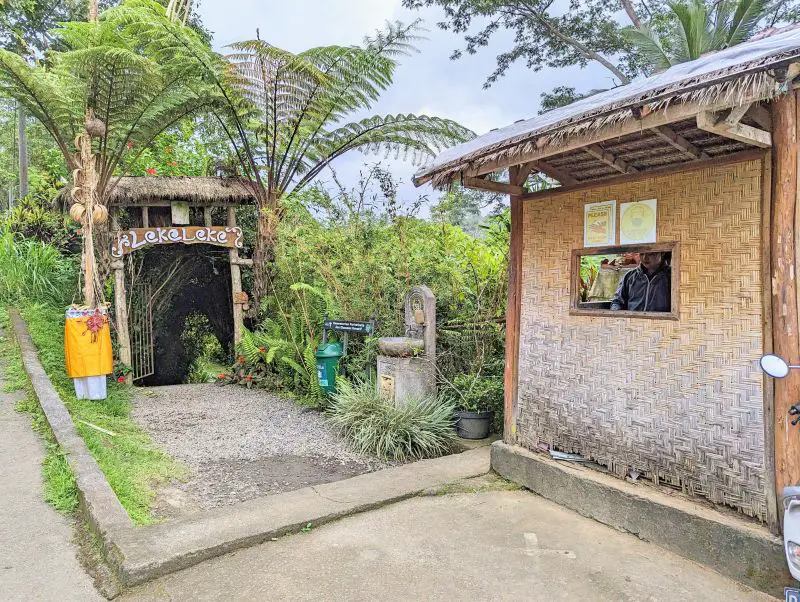 A ticket office and entrance to the Leke Leke Waterfall in Bali