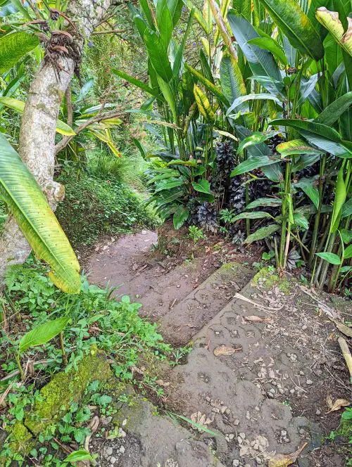 A paved stone path that leads to Leke Leke Waterfall