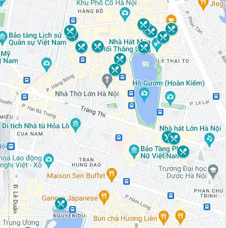 Map of where to eat in Hanoi, Vietnam