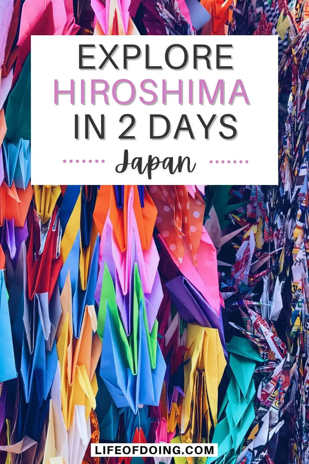 Colorful folded paper crane at a memorial in Hiroshima, Japan