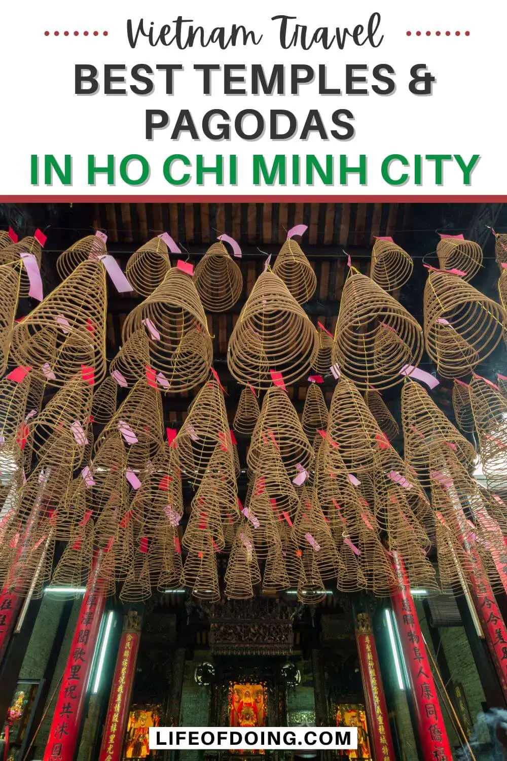 Coiled incenses hanging from the ceiling of Thien Hau Temple in Ho Chi Minh City, Vietnam